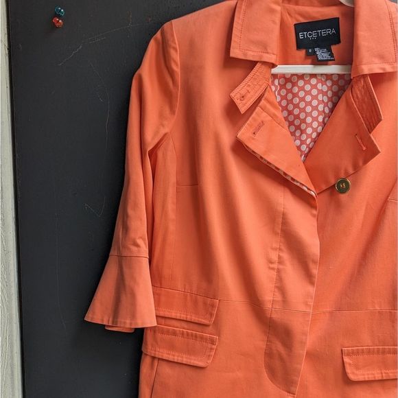 Etcetera Bell Sleeve Trenchcoat Peachy Coral - Picture 9 of 13